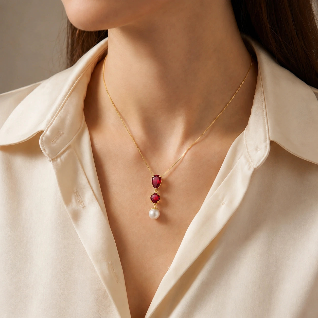 Yellow Gold Atelier Necklace Ruby 10K — Domitilla