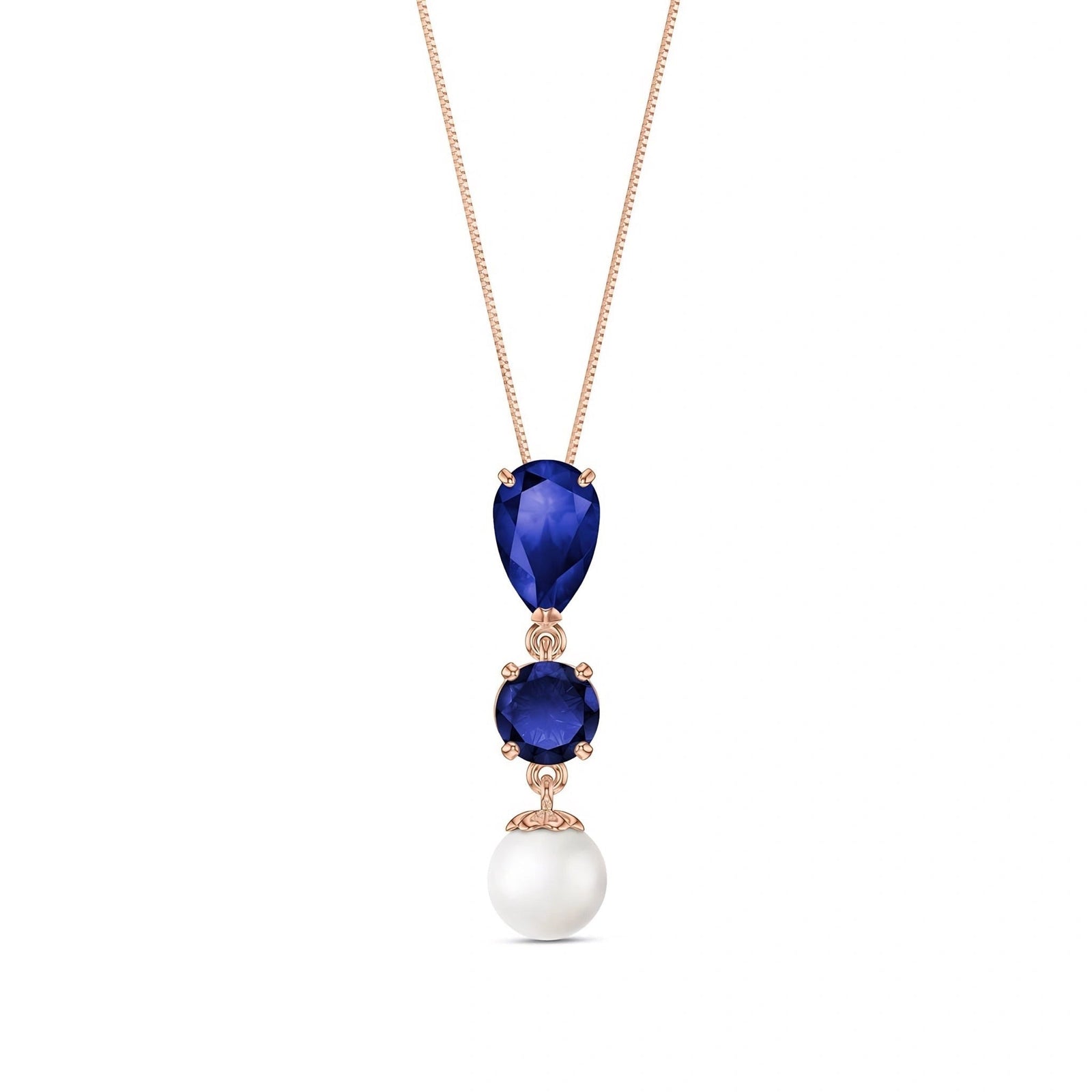 Rose Gold Atelier Necklace Sapphire 10K — Domitilla