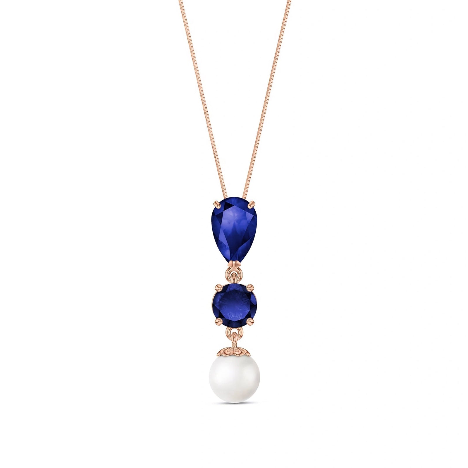 Rose Gold Atelier Necklace Sapphire 10K — Domitilla