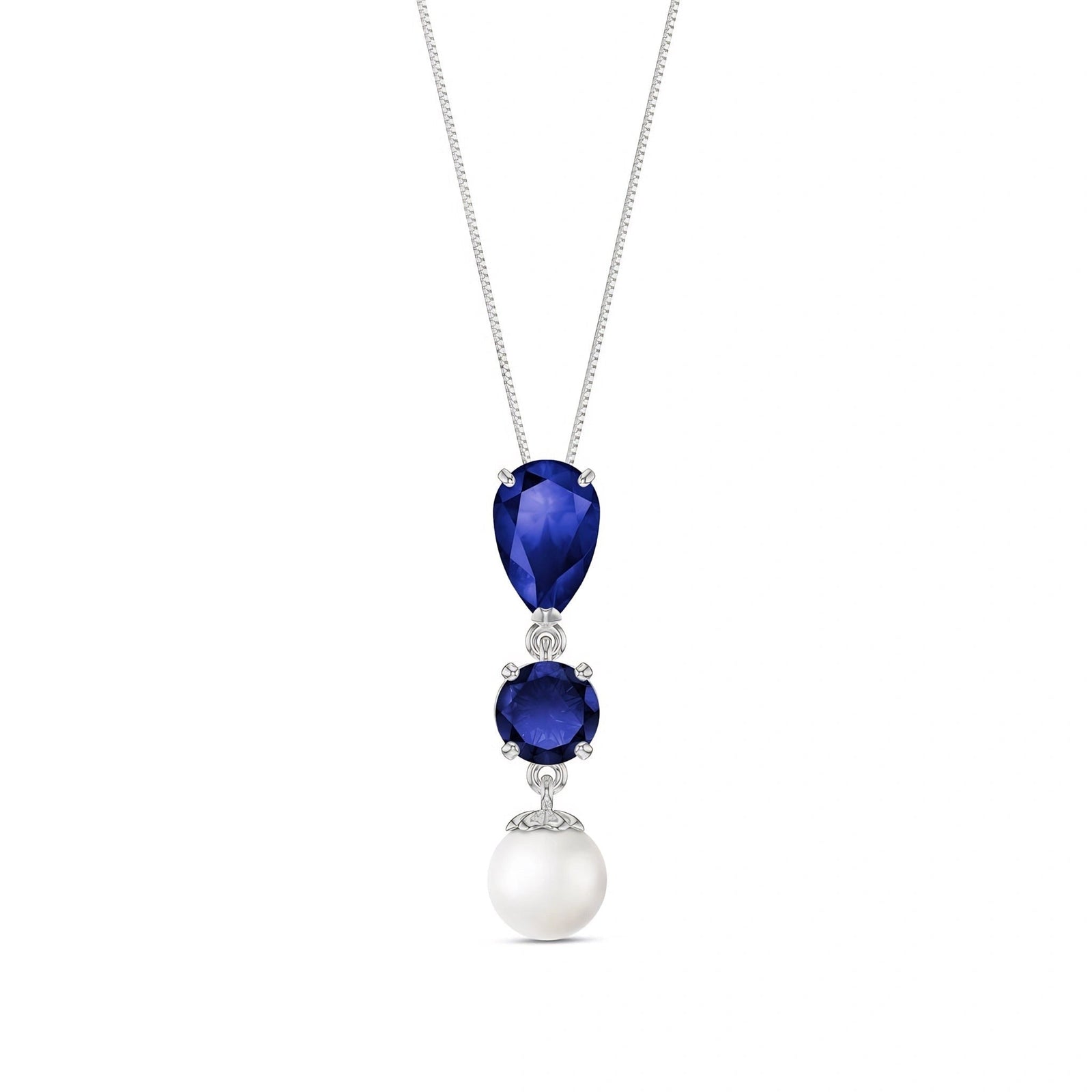 White Gold Atelier Necklace Sapphire 10K — Domitilla