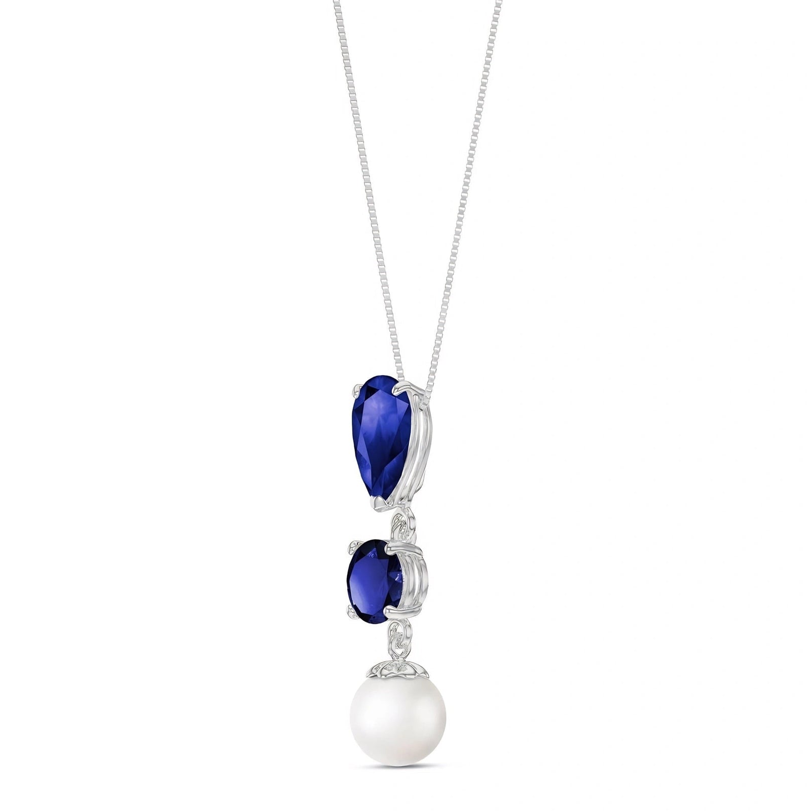 White Gold Atelier Necklace Sapphire 10K — Domitilla