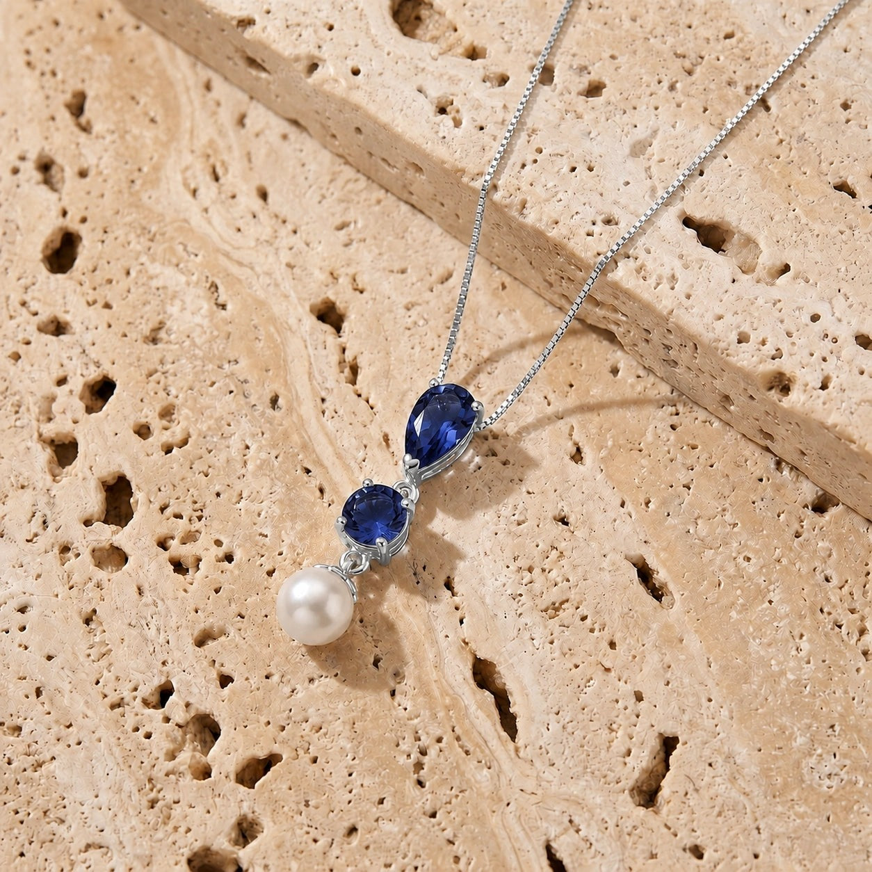White Gold Atelier Necklace Sapphire 10K — Domitilla