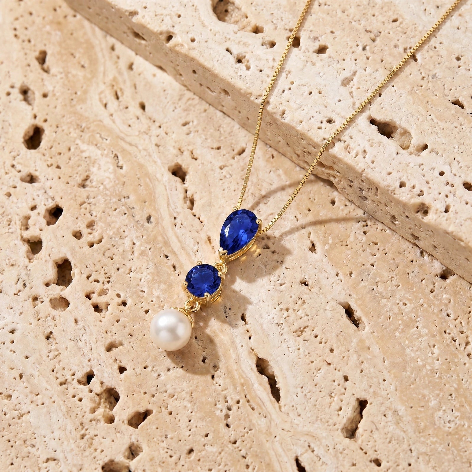 Yellow Gold Atelier Necklace Sapphire 10K — Domitilla