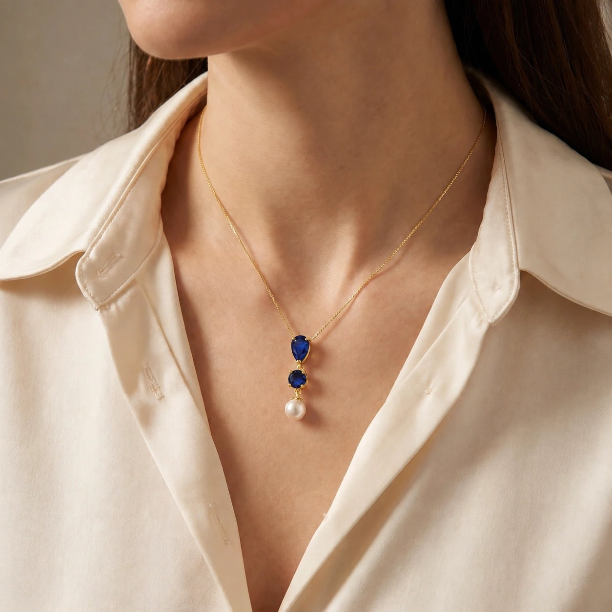 Yellow Gold Atelier Necklace Sapphire 10K — Domitilla