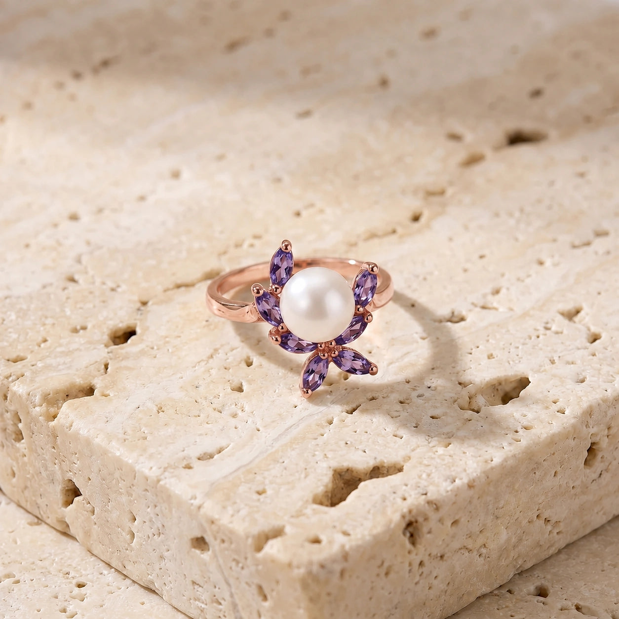 Rose Gold Pearl & Amethyst — Orsola