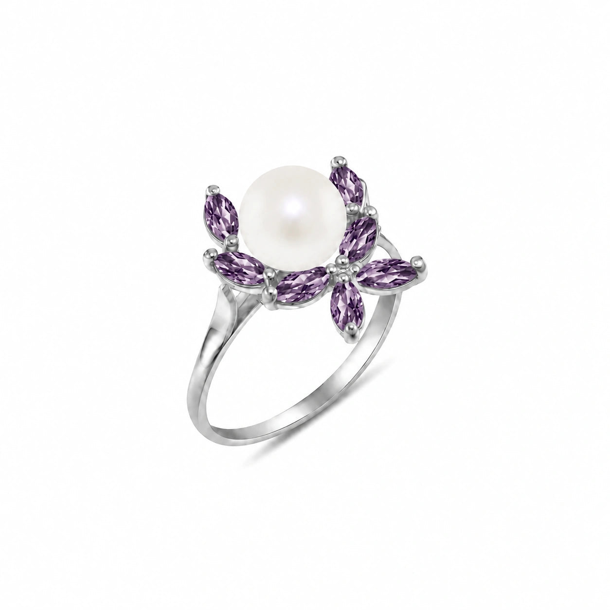 White Gold Pearl & Amethyst — Orsola