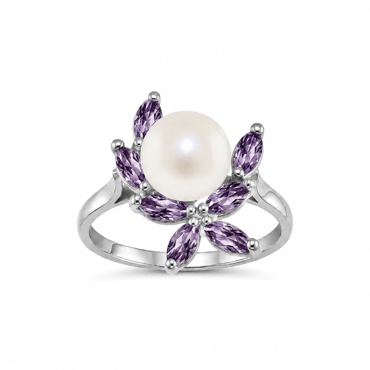 White Gold Pearl & Amethyst — Orsola