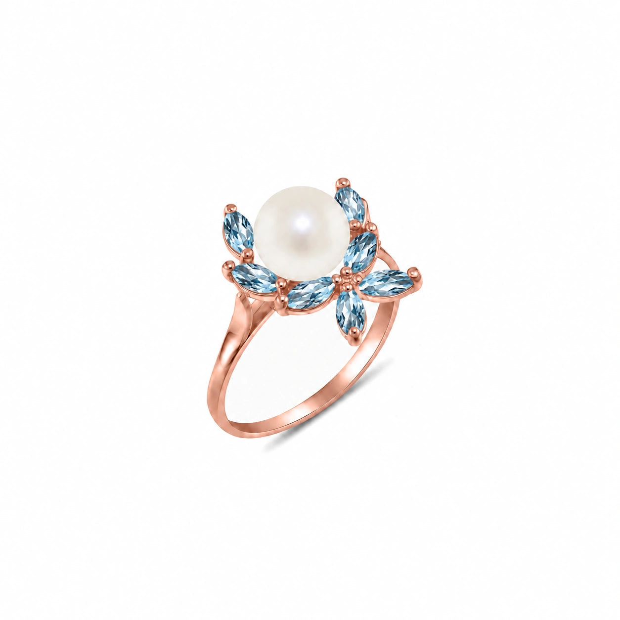 Rose Gold Pearl & Blue Topaz — Orsola