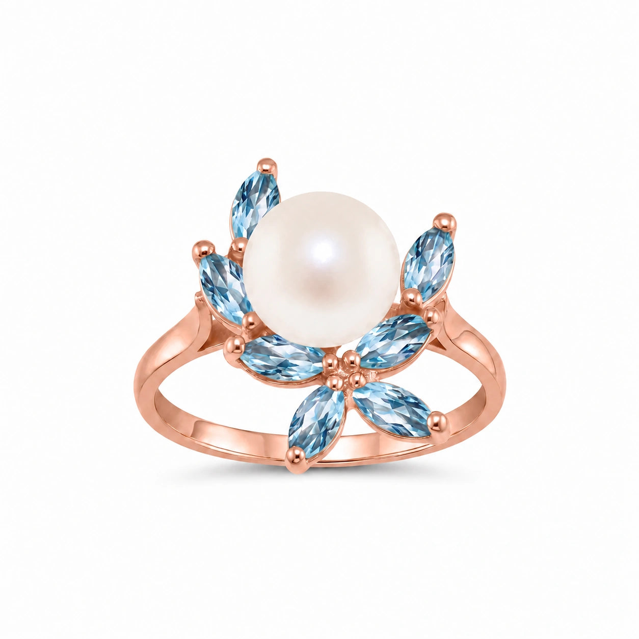 Rose Gold Pearl & Blue Topaz — Orsola