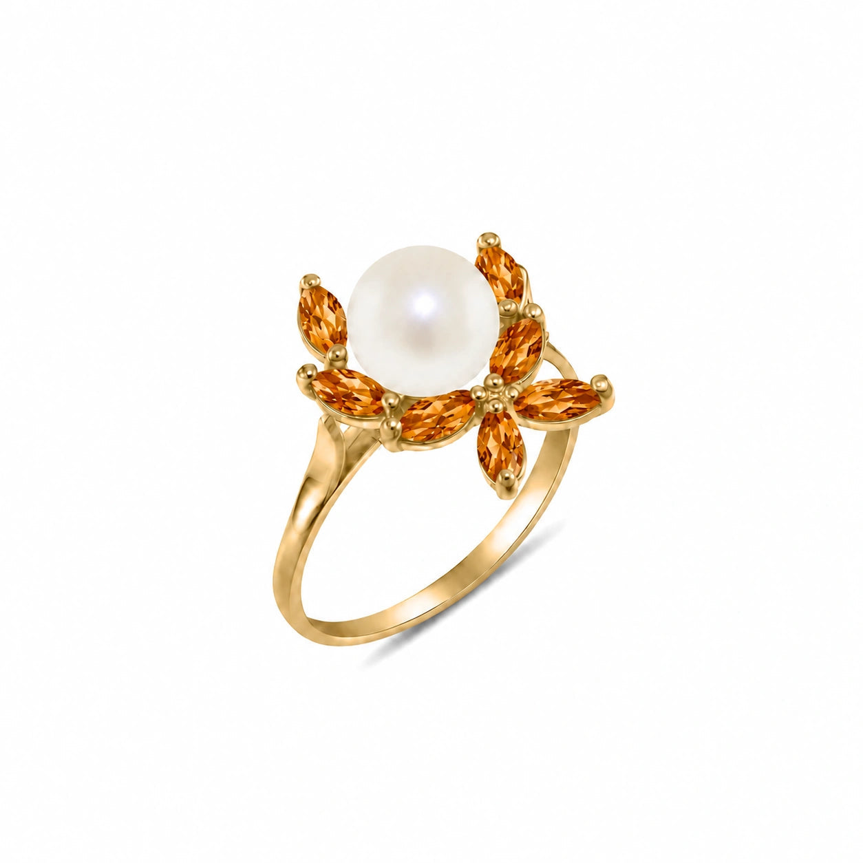 Yellow Gold Pearl & Citrine — Orsola