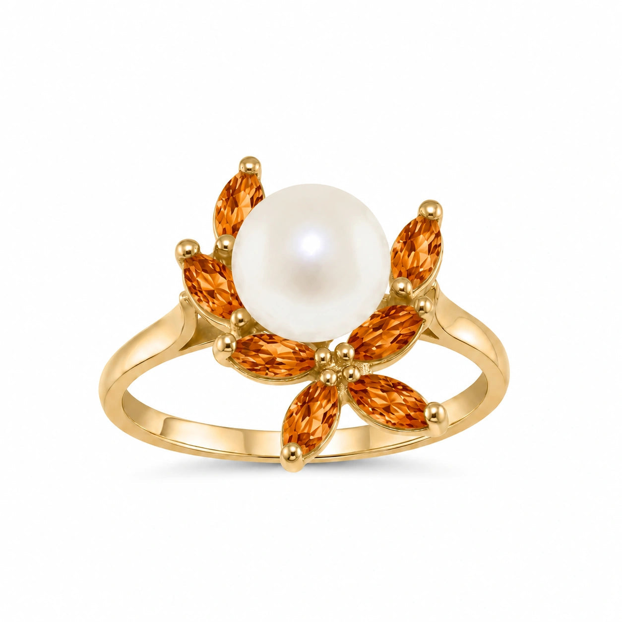 Yellow Gold Pearl & Citrine — Orsola