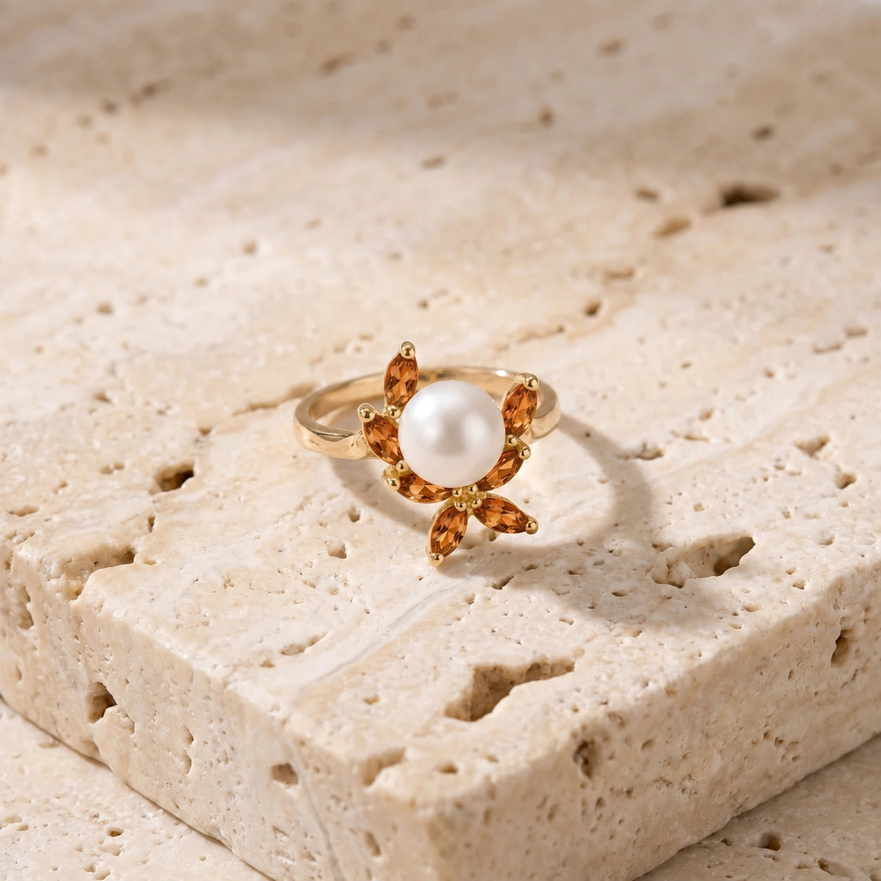 Yellow Gold Pearl & Citrine — Orsola