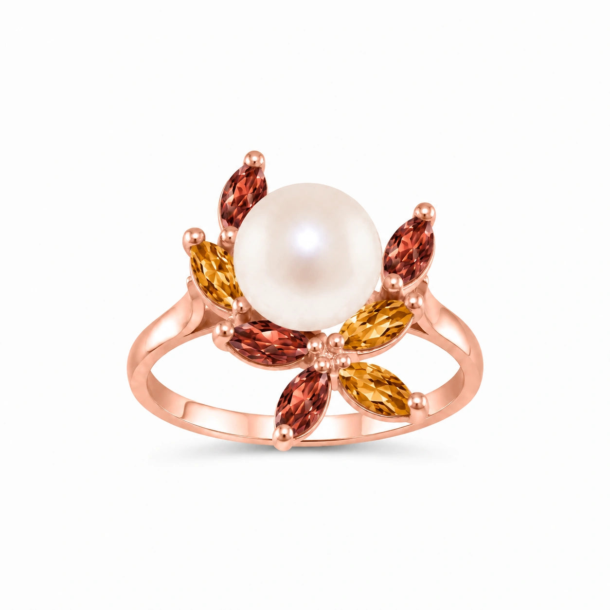 Rose Gold Pearl & Garnet & Citrine — Orsola