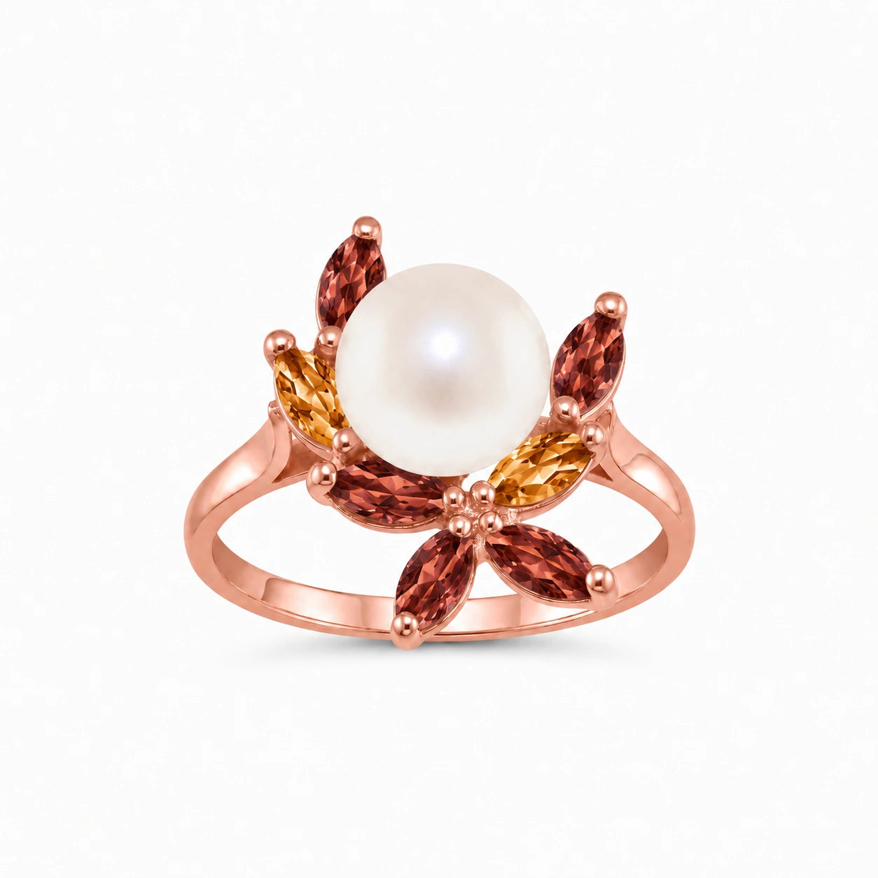 Rose Gold Pearl & Garnet & Citrine — Orsola
