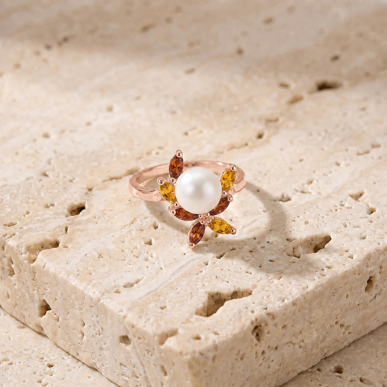 Rose Gold Pearl & Garnet & Citrine — Orsola