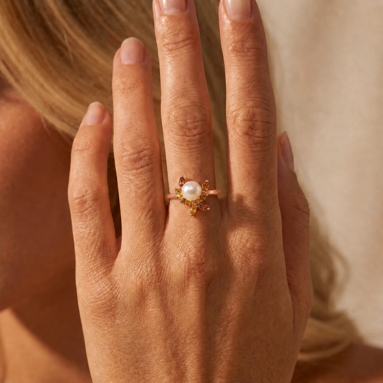 Rose Gold Pearl & Garnet & Citrine — Orsola