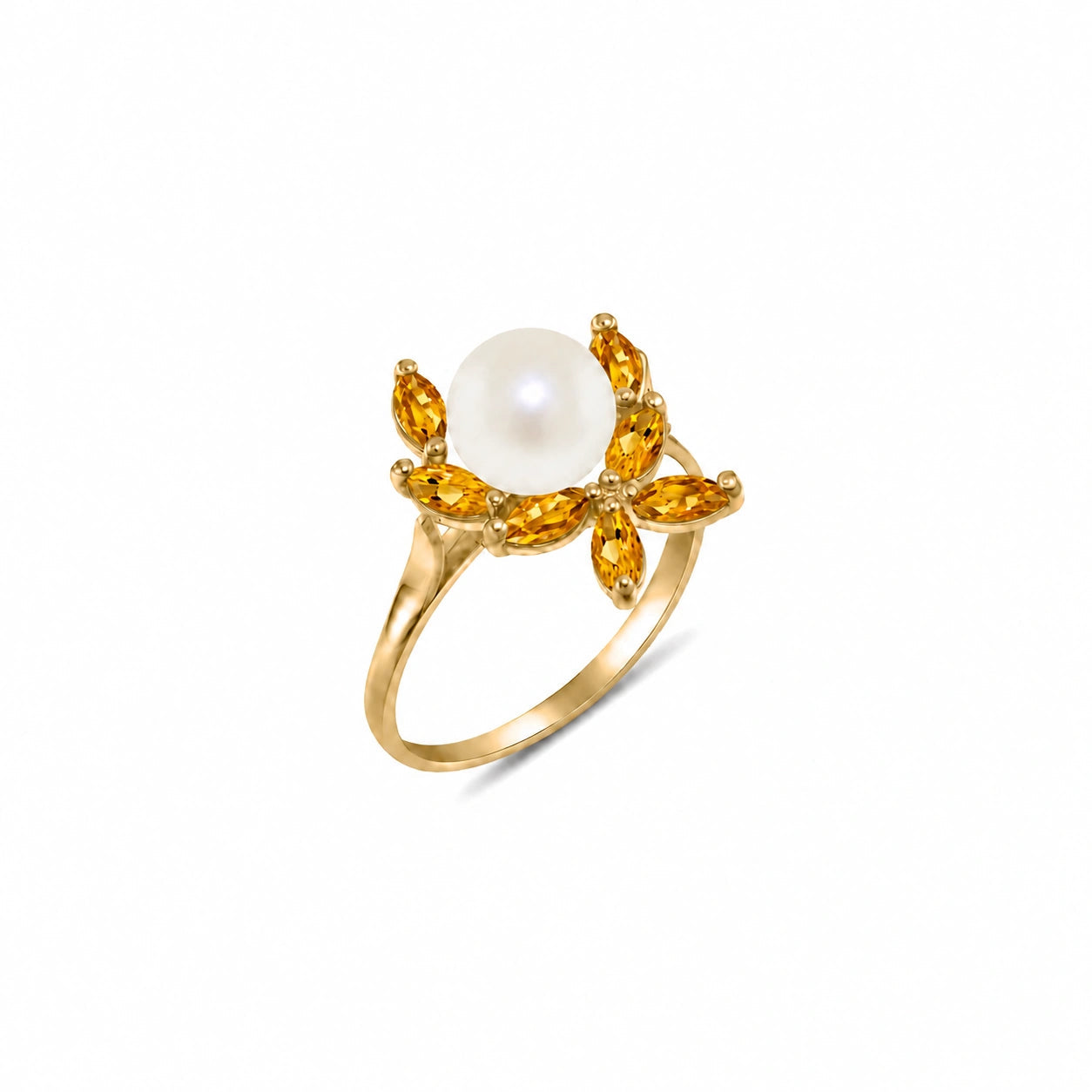 Yellow Gold Pearl & Garnet & Citrine — Orsola