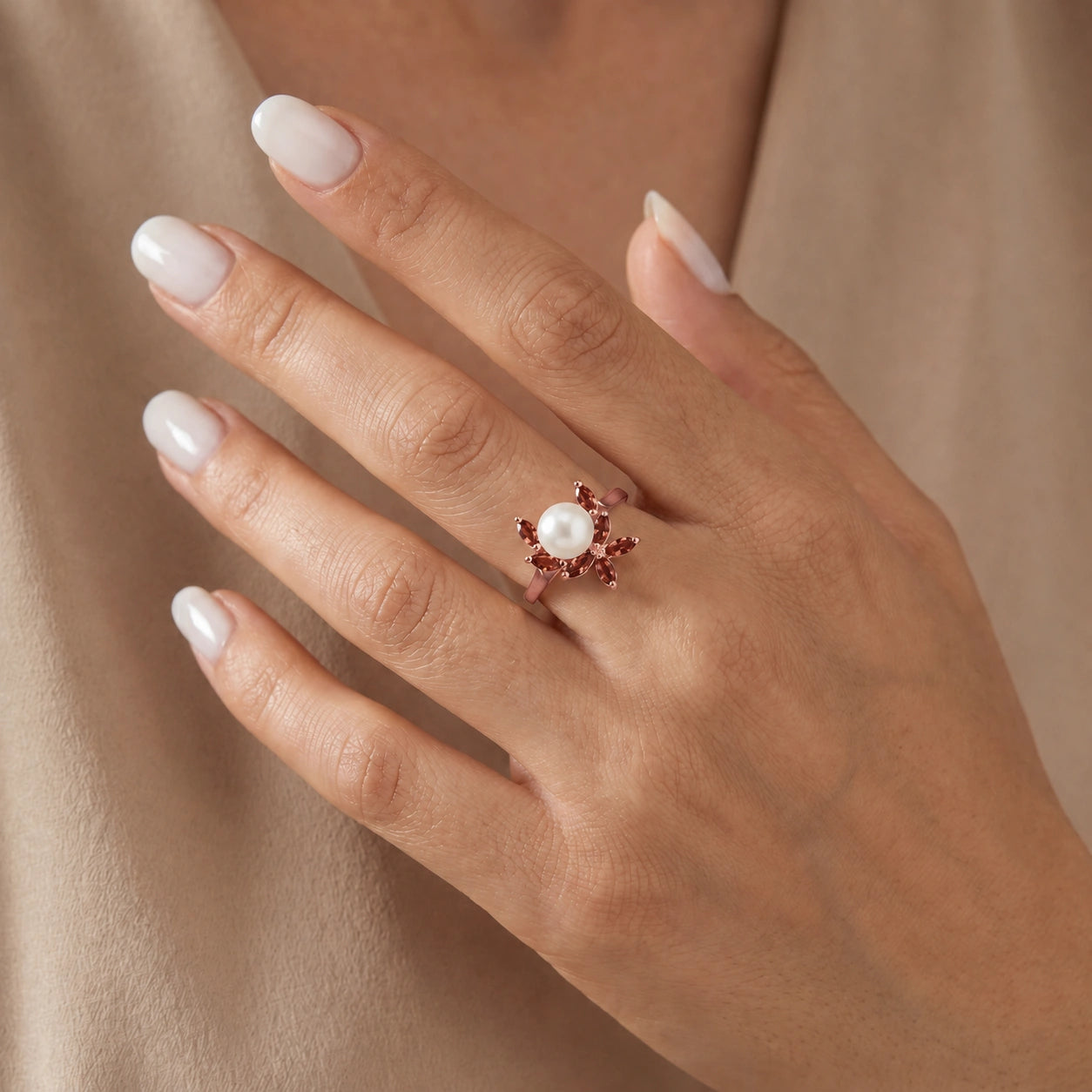 Rose Gold Pearl & Garnet — Orsola
