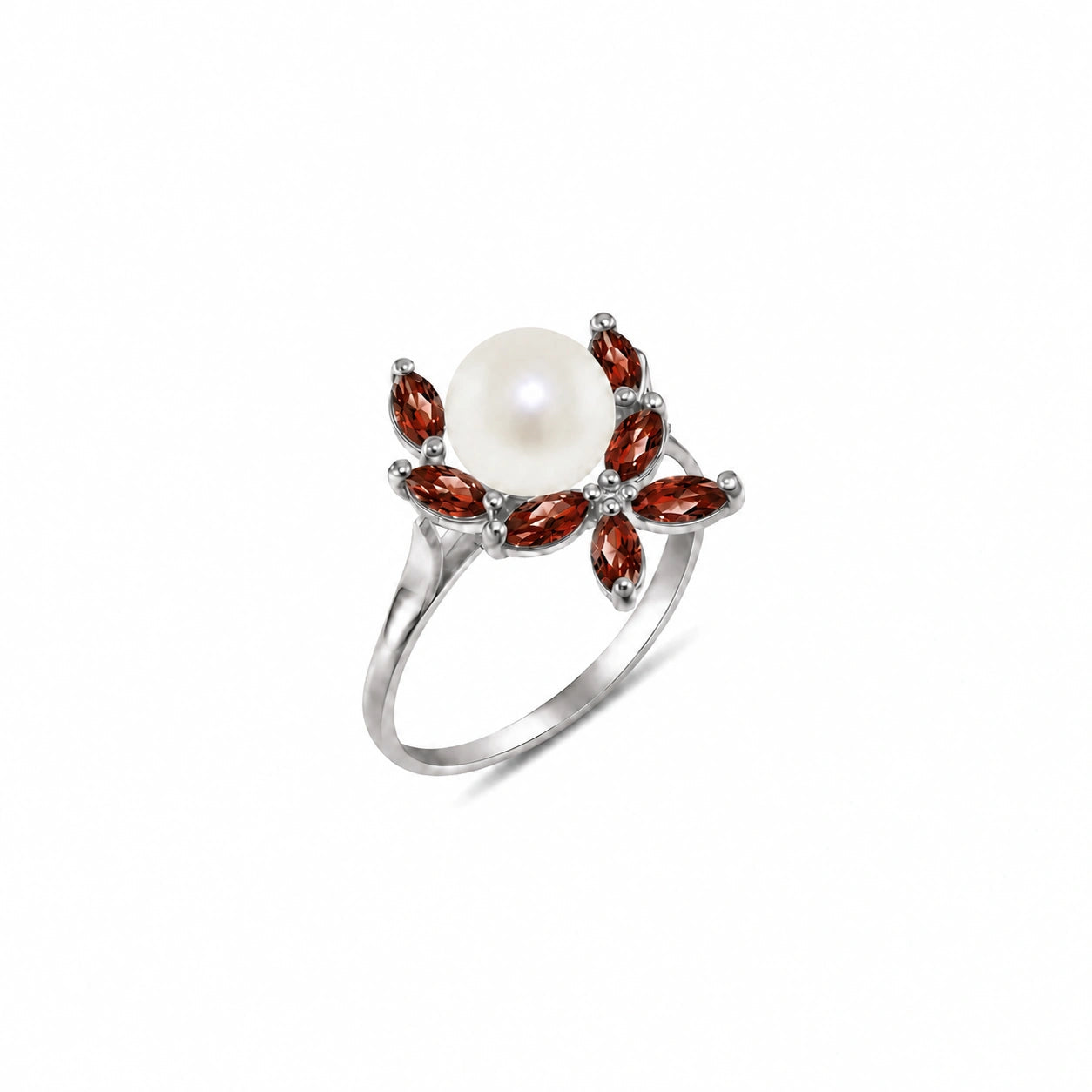 White Gold Pearl & Garnet — Orsola