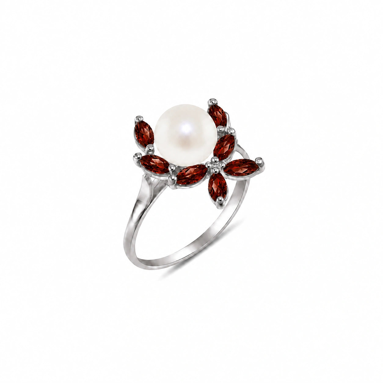 White Gold Pearl & Garnet — Orsola