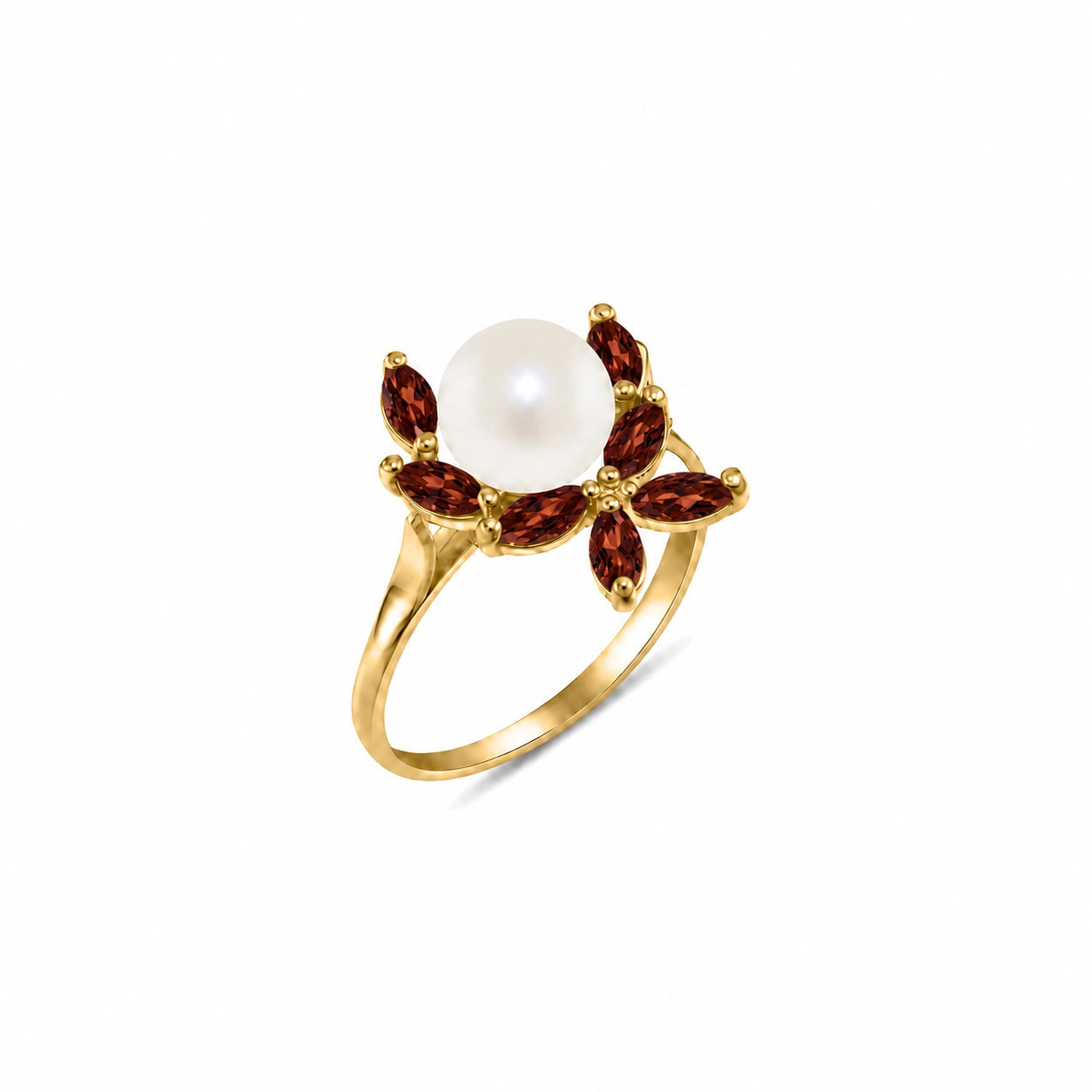 Yellow Gold Pearl & Garnet — Orsola