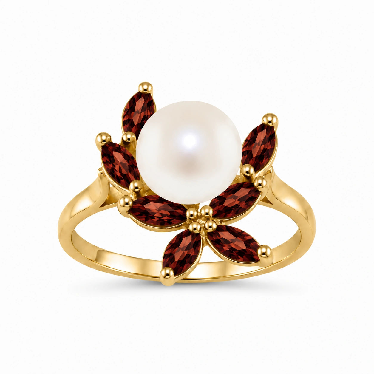 Yellow Gold Pearl & Garnet — Orsola