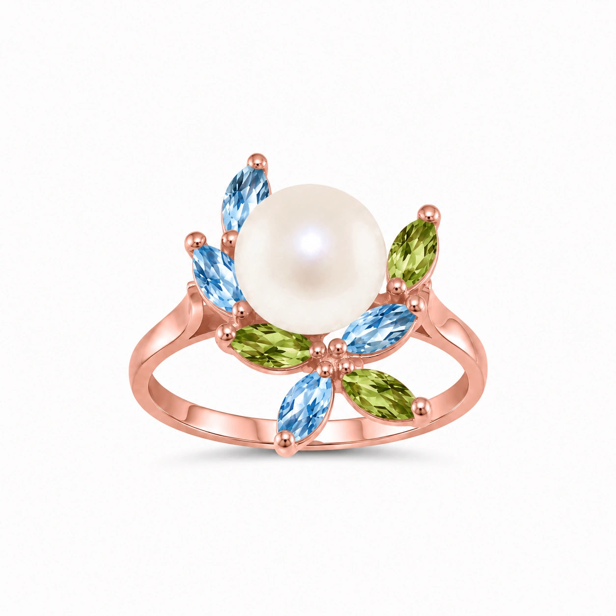 Rose Gold Pearl & Peridot & Blue Topaz — Orsola