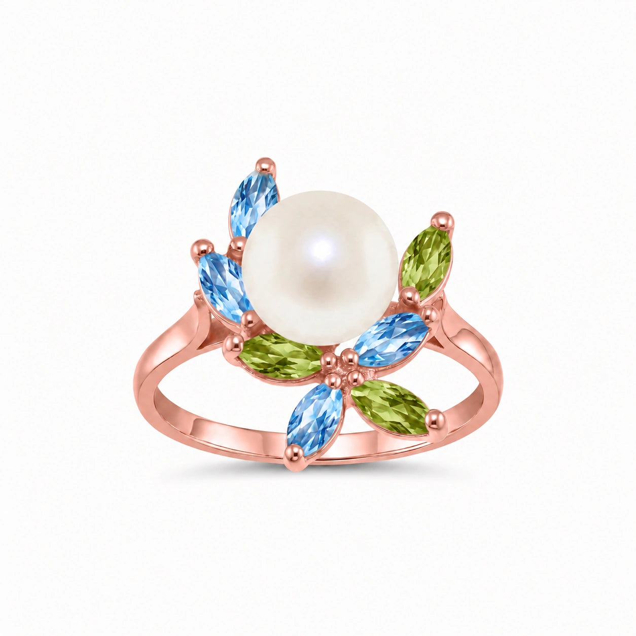 Rose Gold Pearl & Peridot & Blue Topaz — Orsola