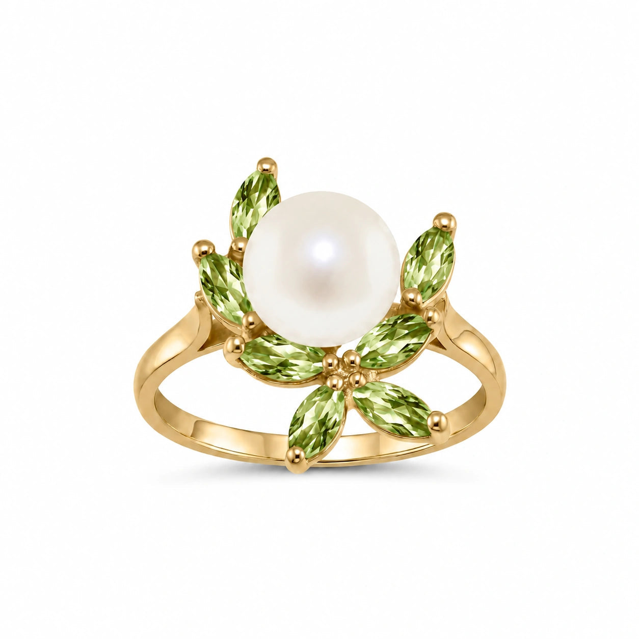 Yellow Gold Pearl & Peridot & Blue Topaz — Orsola