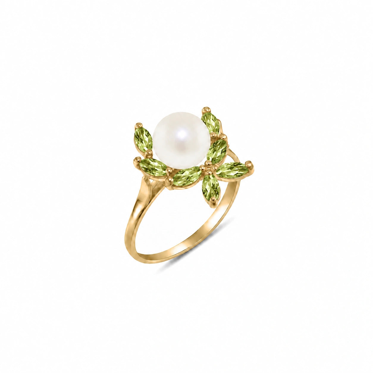 Yellow Gold Pearl & Peridot — Orsola