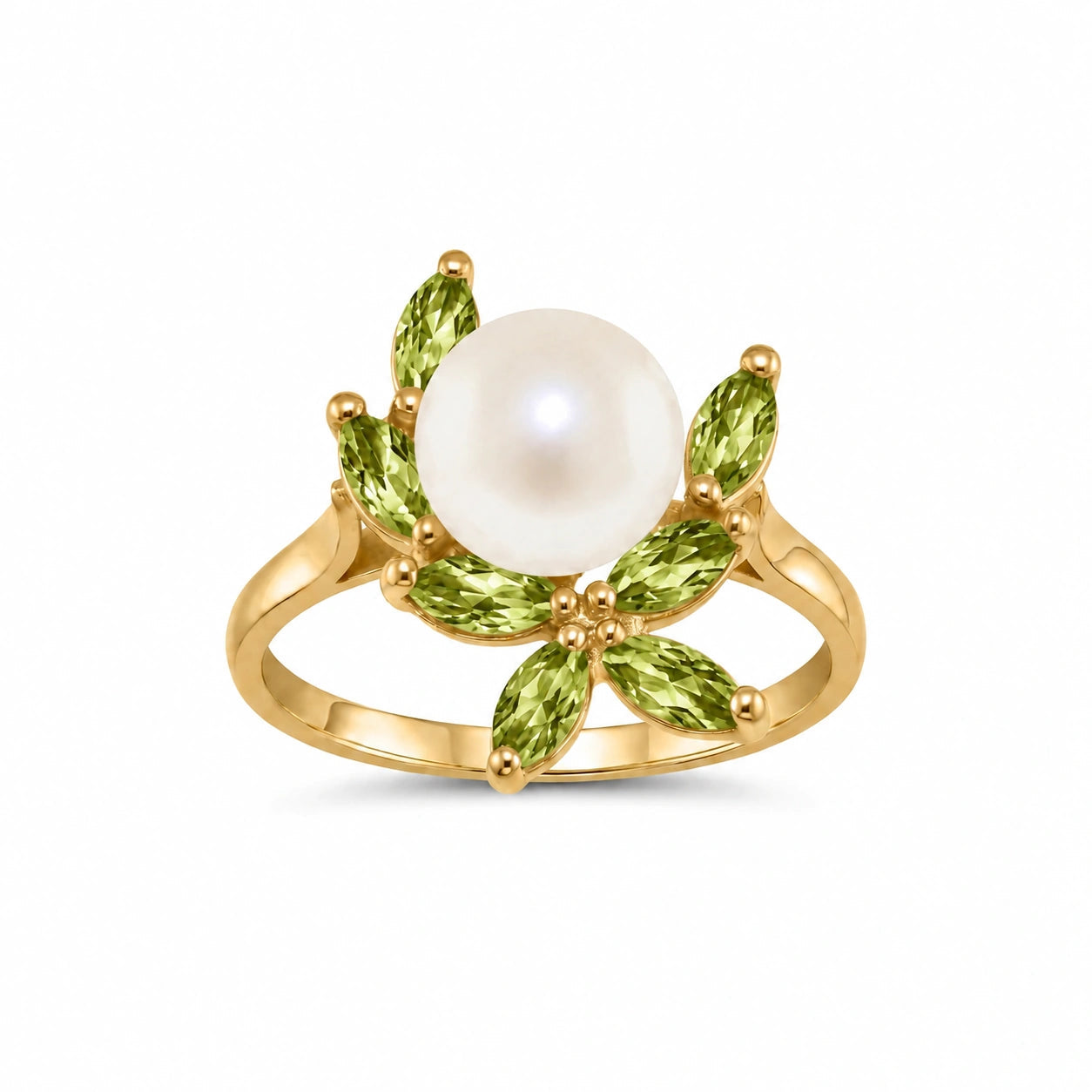 Yellow Gold Pearl & Peridot — Orsola