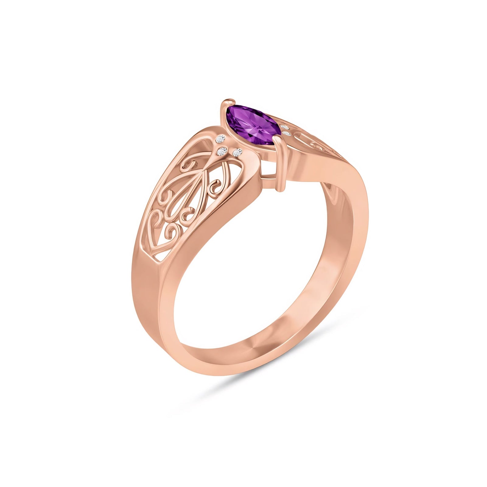 Rose Gold Petal Ring Blue Topaz 10K — Penelope