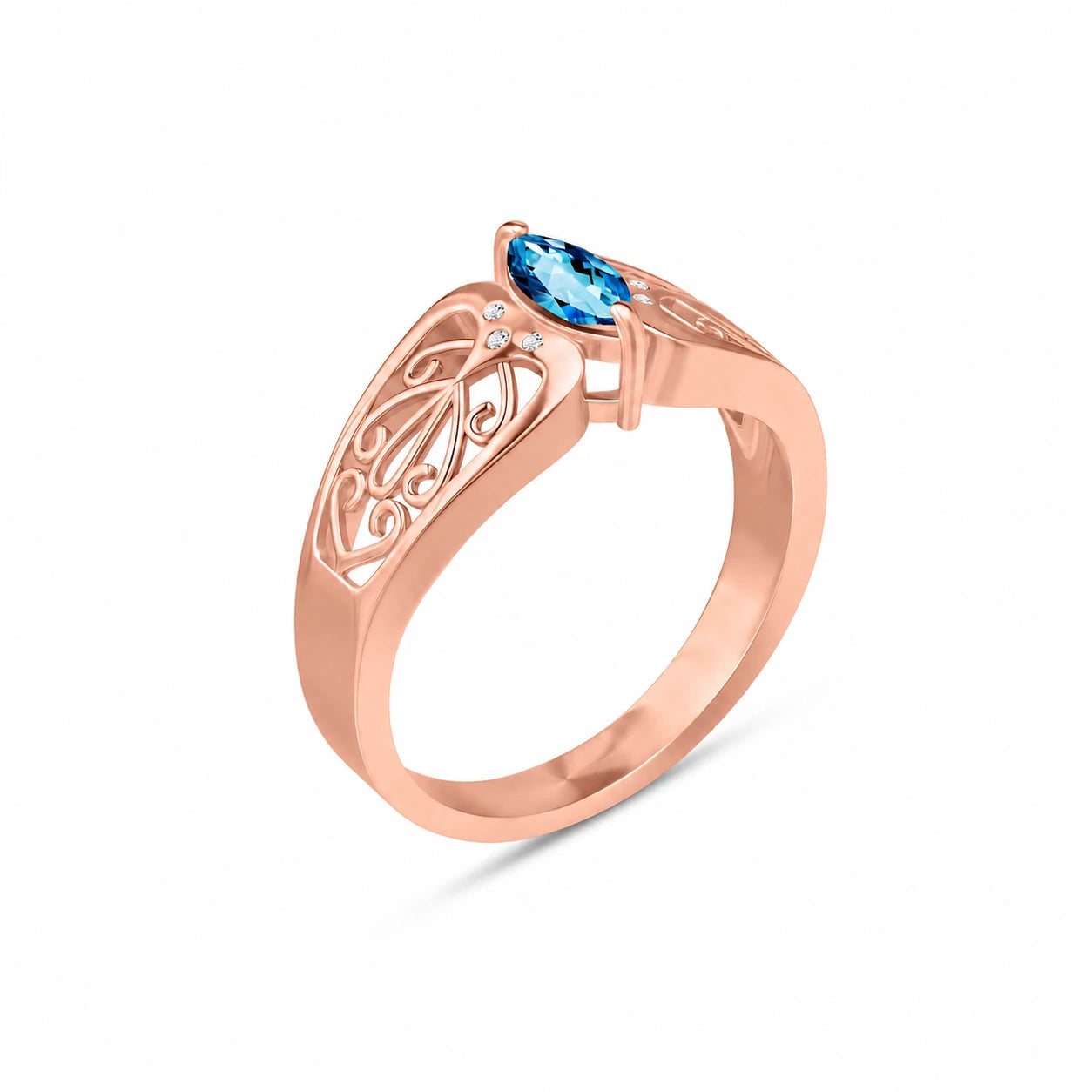 Rose Gold Petal Ring Blue Topaz 10K — Penelope