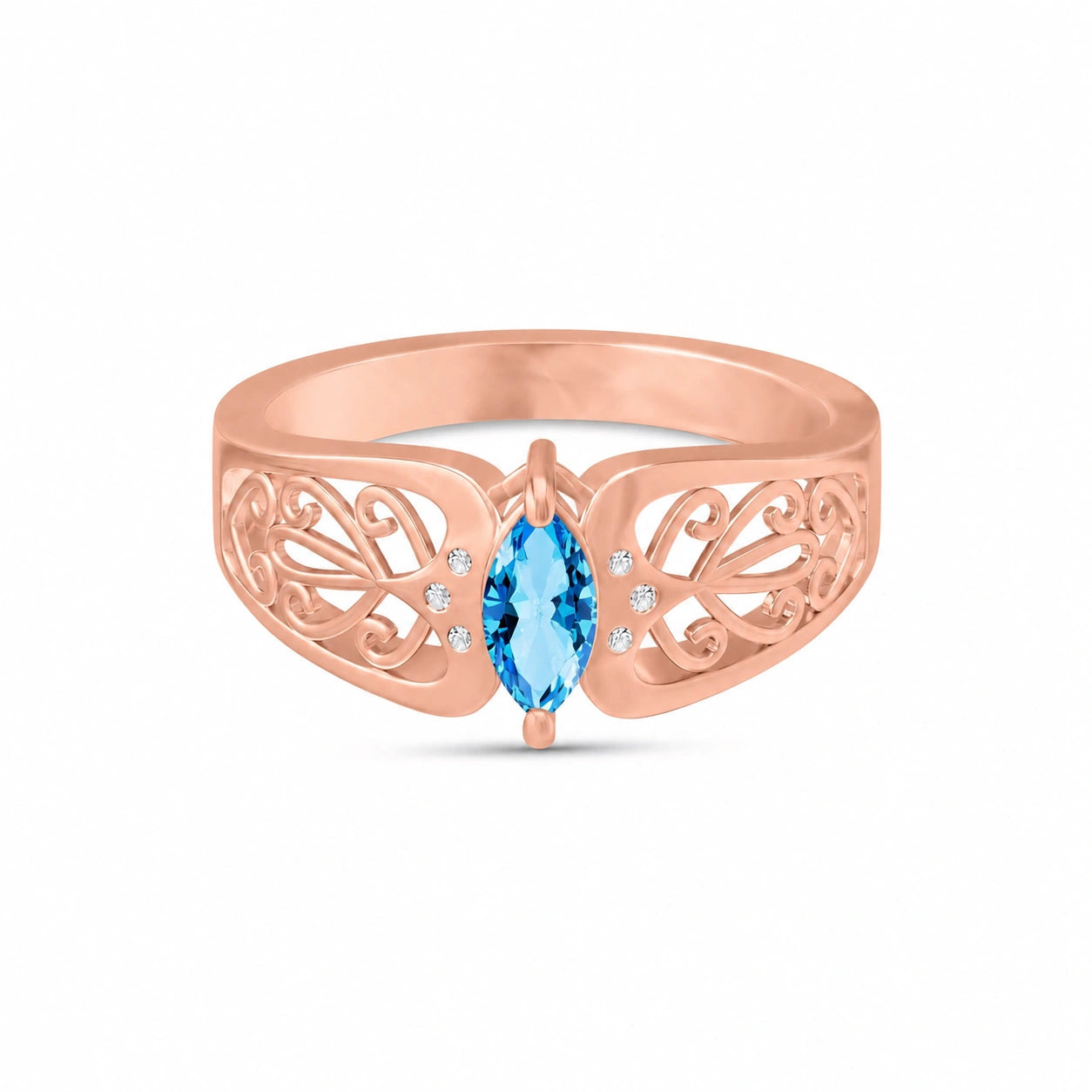 Rose Gold Petal Ring Blue Topaz 10K — Penelope