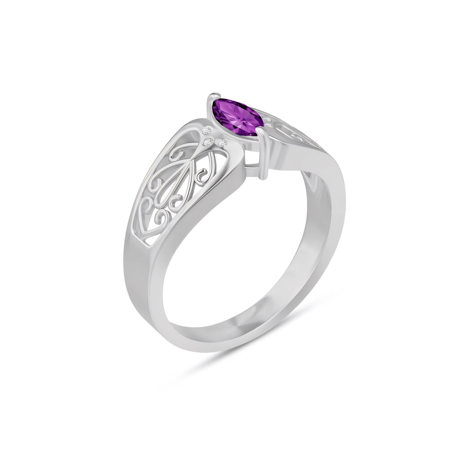 White Gold Petal Ring Blue Topaz 10K — Penelope