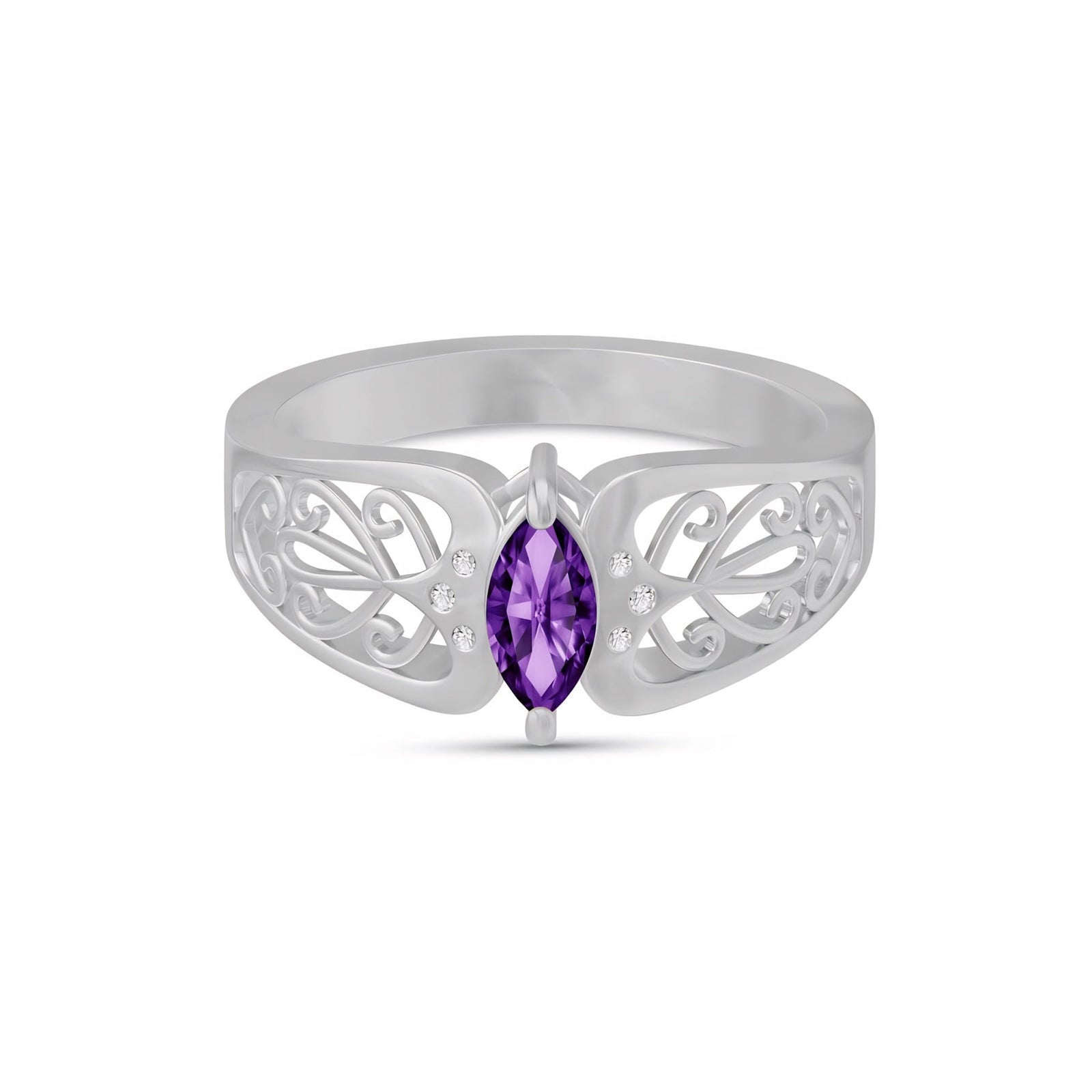 White Gold Petal Ring Blue Topaz 10K — Penelope