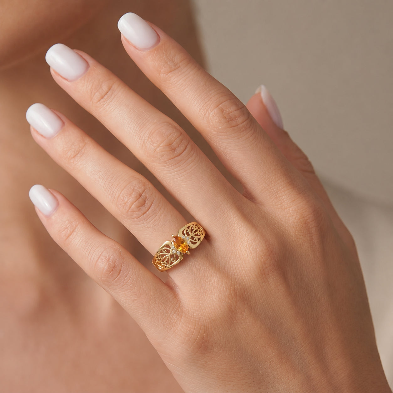 Yellow Gold Petal Ring Blue Topaz 10K — Penelope