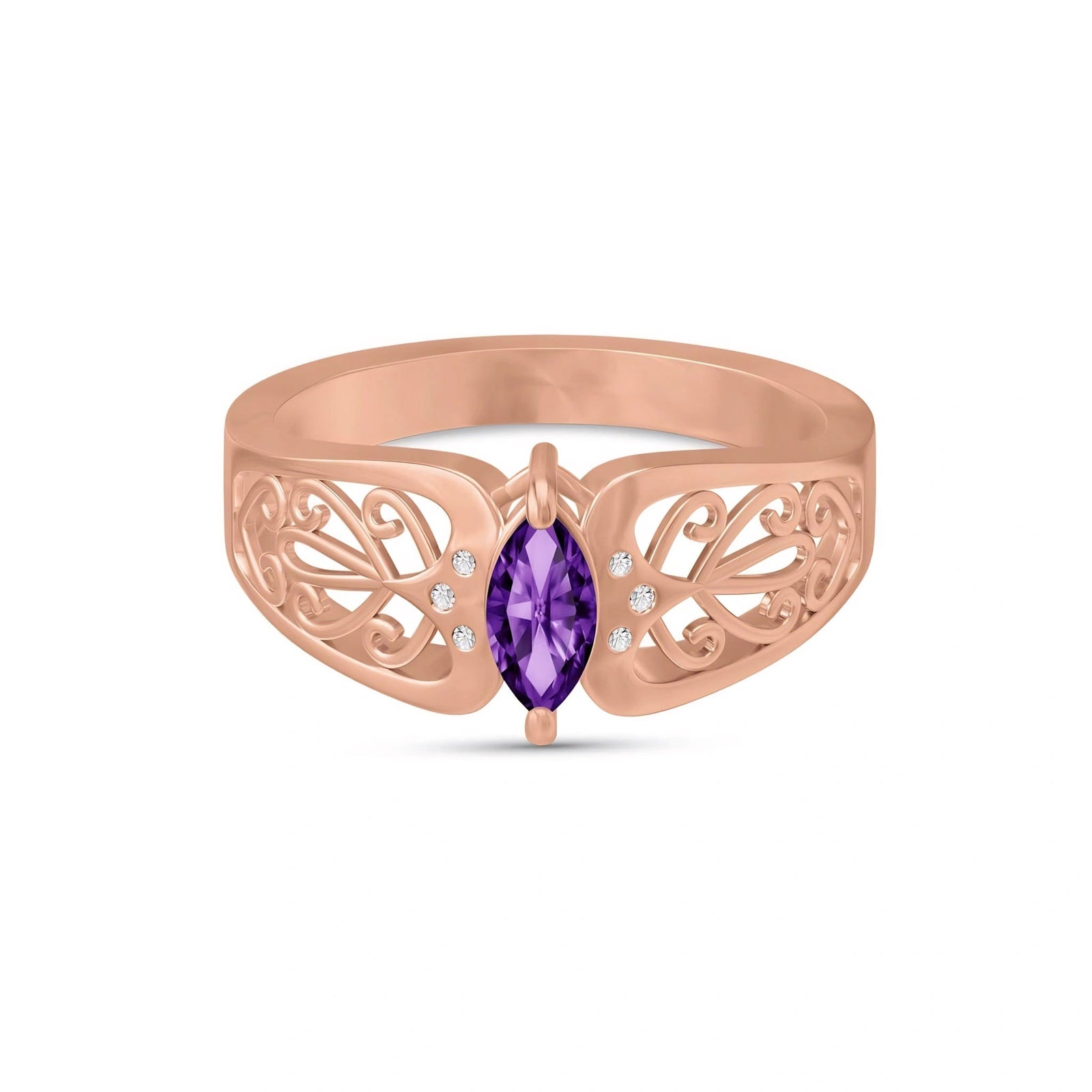 Rose Gold Petal Ring Amethyst 10K — Penelope