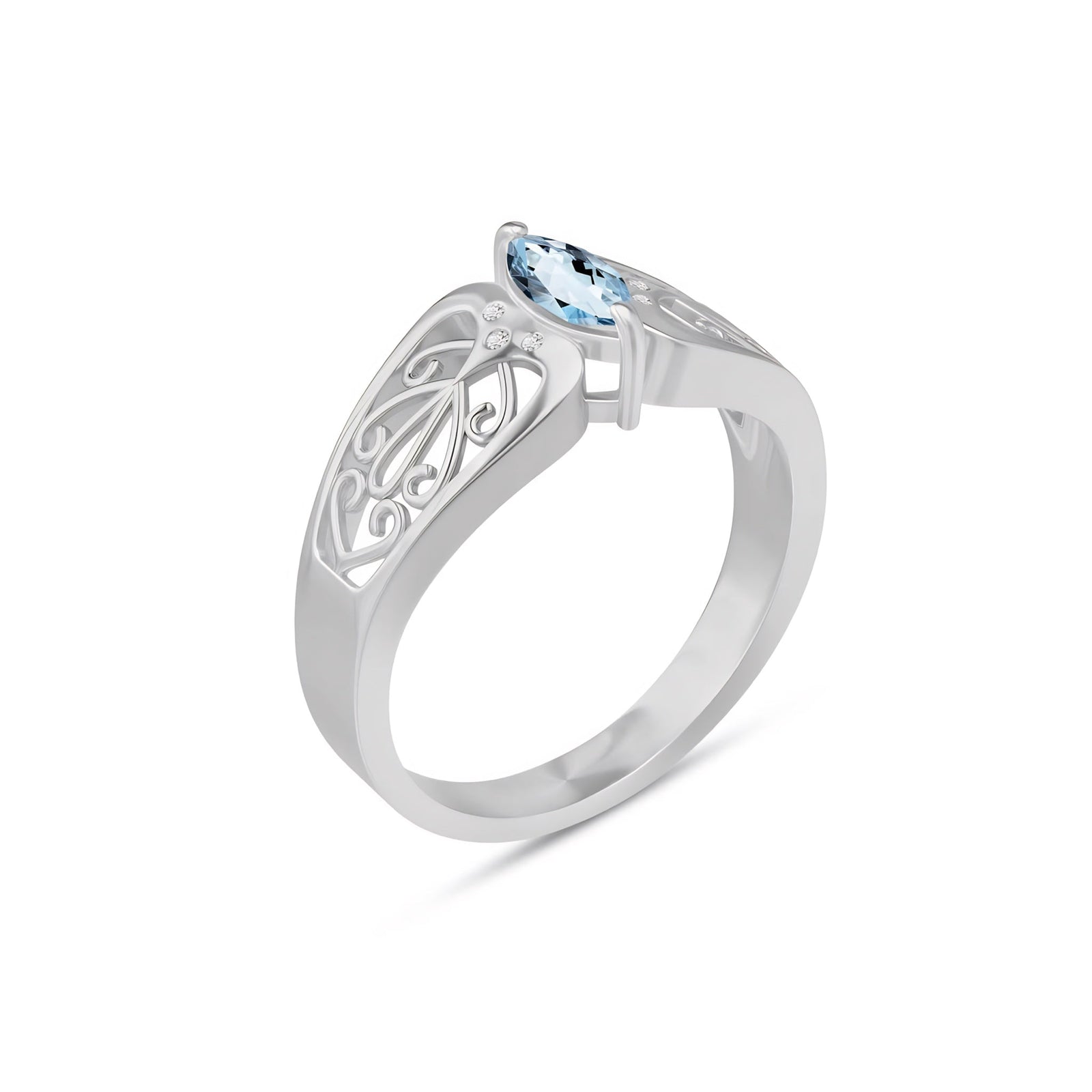 White Gold Petal Ring Amethyst 10K — Penelope