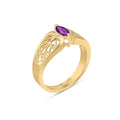 Yellow Gold Petal Ring Amethyst 10K — Penelope