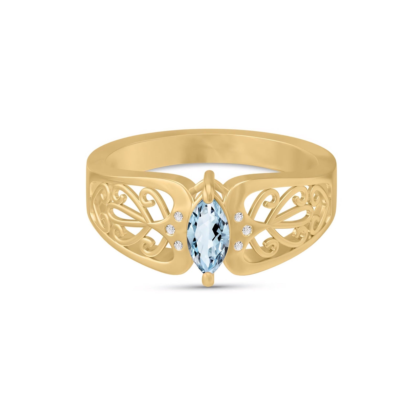Yellow Gold Petal Ring Amethyst 10K — Penelope