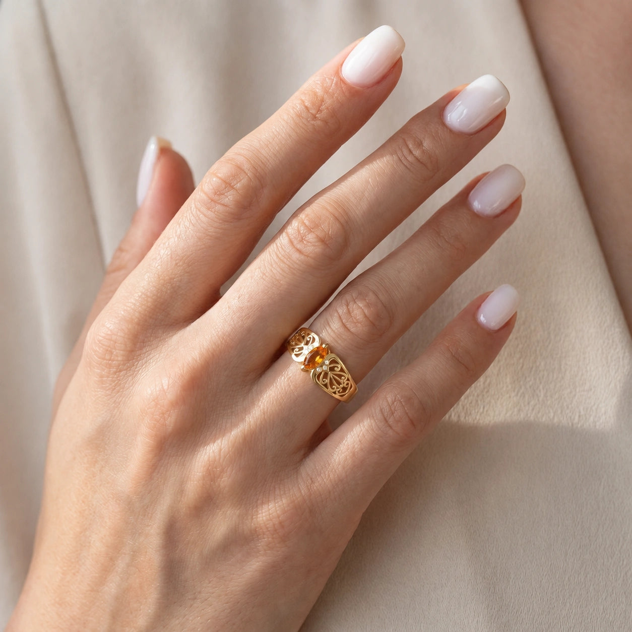 Yellow Gold Petal Ring Amethyst 10K — Penelope