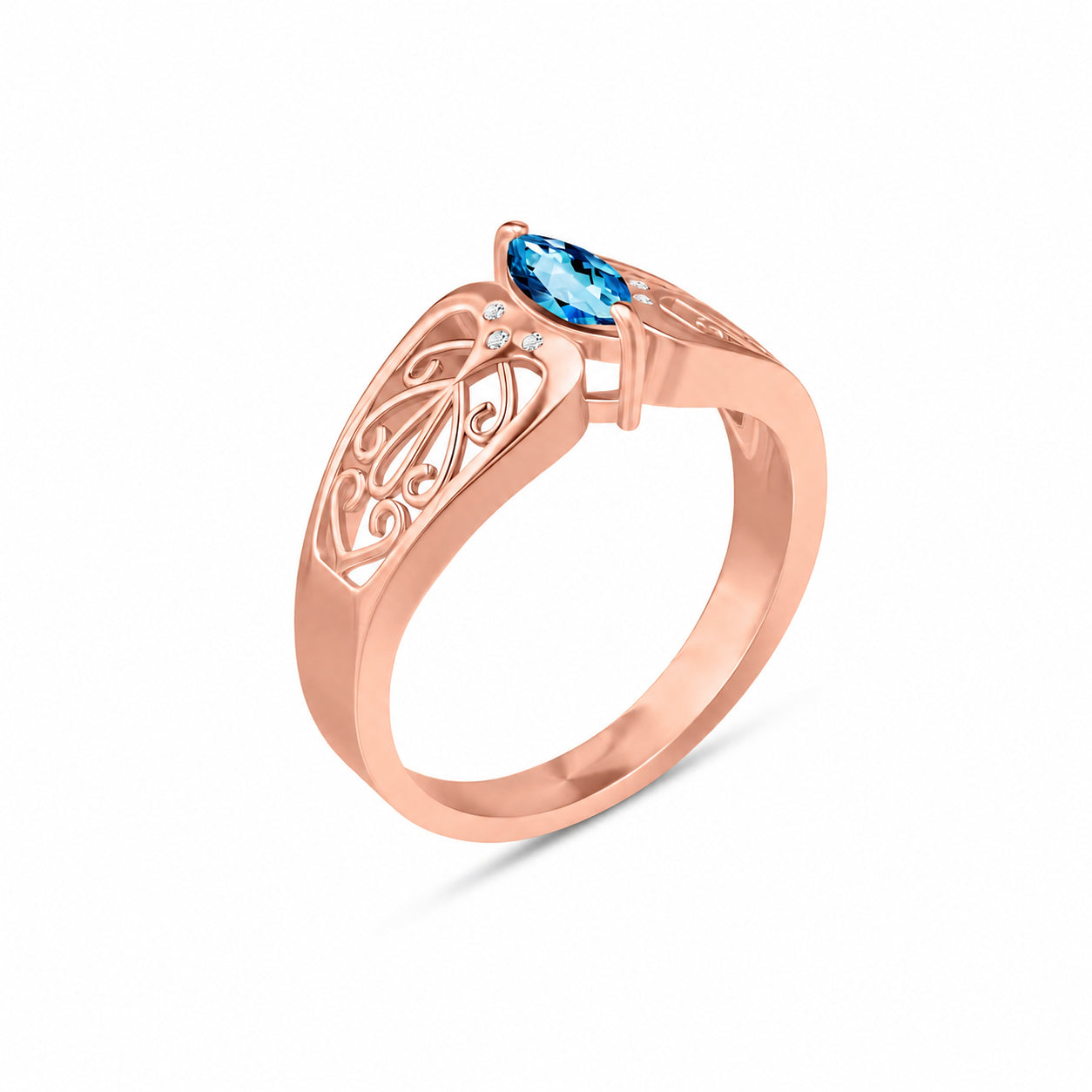 Rose Gold Petal Ring White Topaz 10K — Penelope