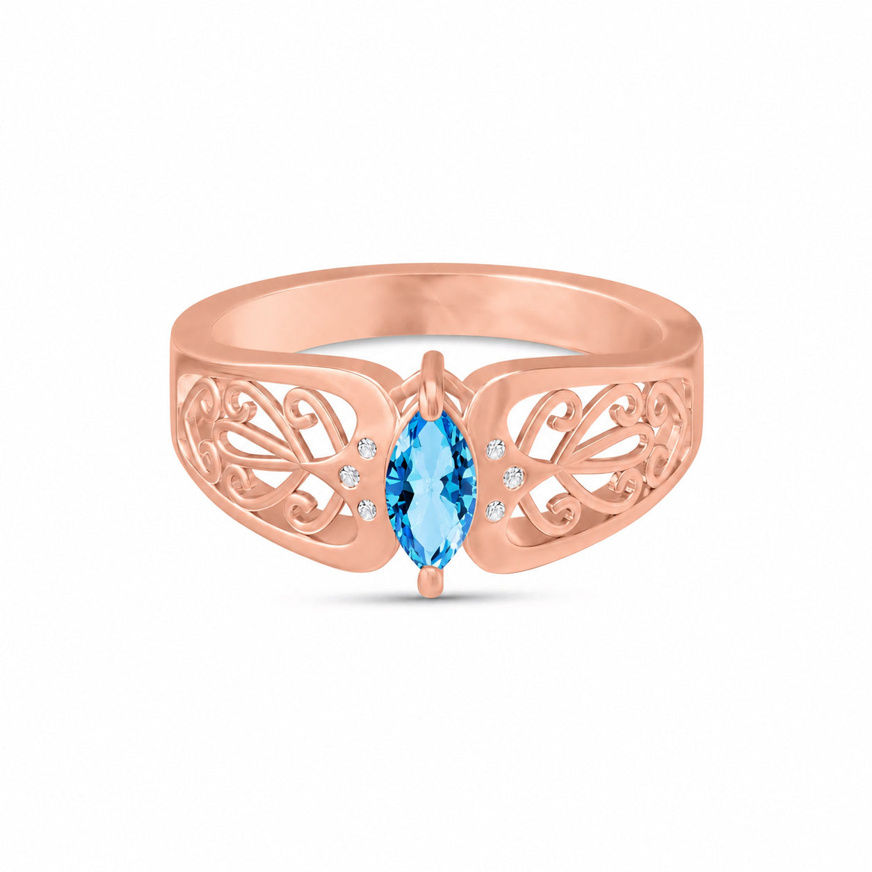 Rose Gold Petal Ring White Topaz 10K — Penelope