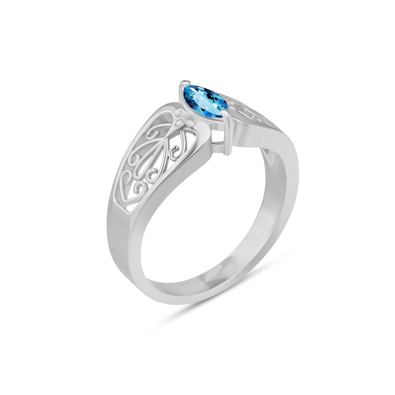 White Gold Petal Ring White Topaz 10K — Penelope