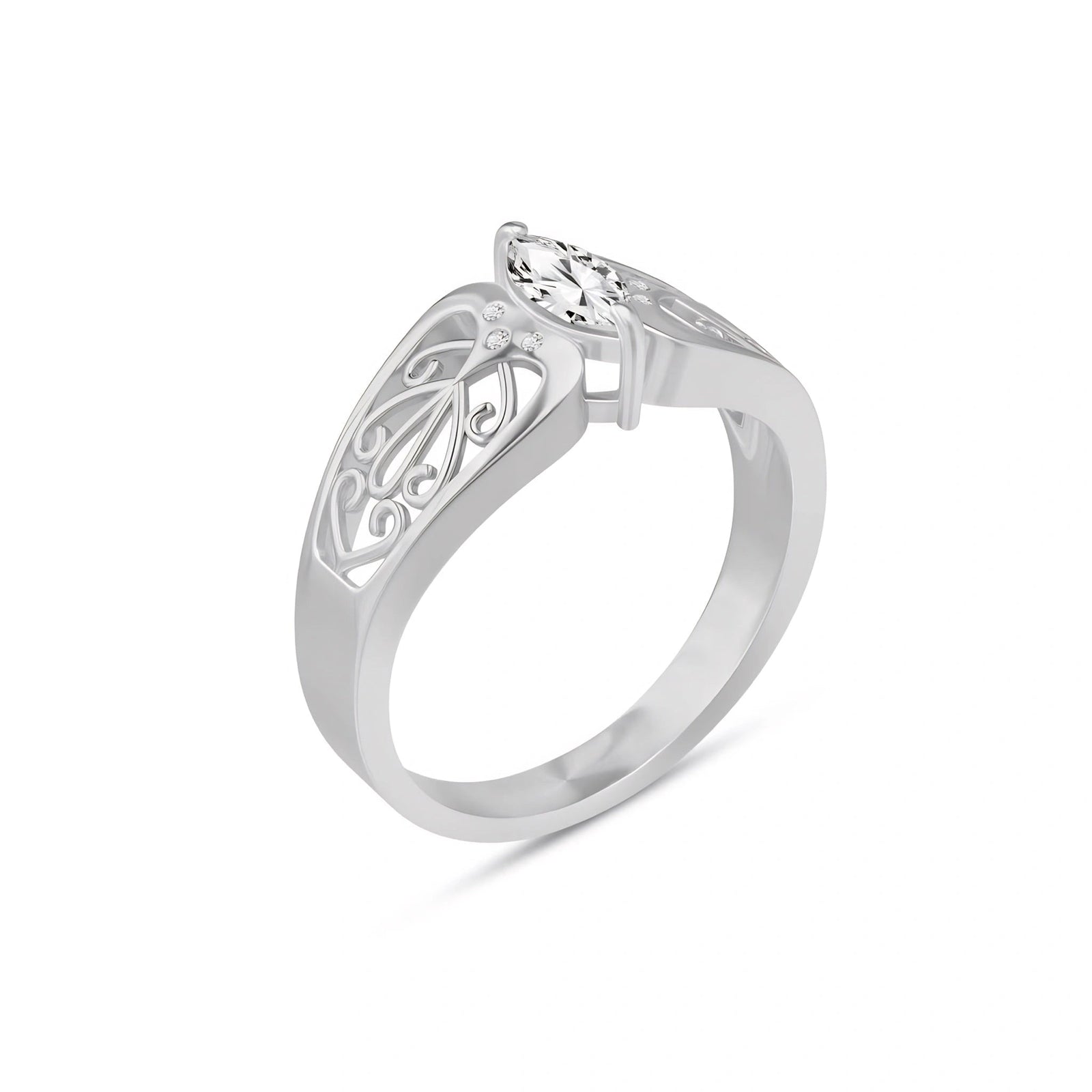 White Gold Petal Ring White Topaz 10K — Penelope
