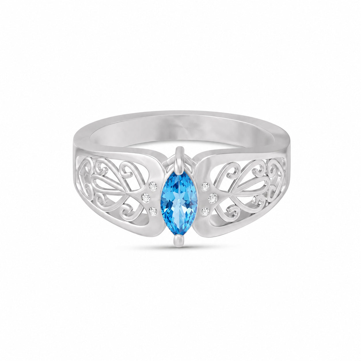 White Gold Petal Ring White Topaz 10K — Penelope