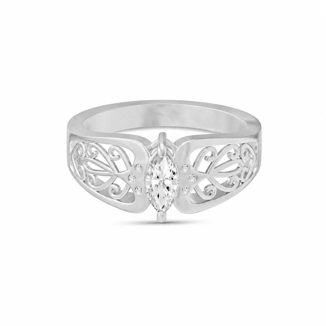 White Gold Petal Ring White Topaz 10K — Penelope