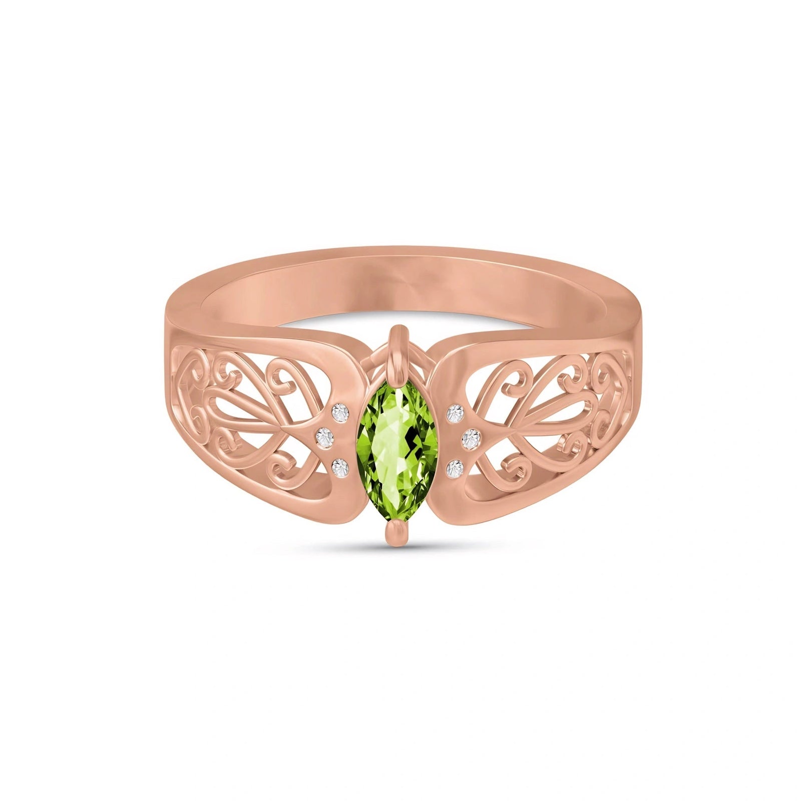 Rose Gold Petal Ring Peridot 10K — Penelope