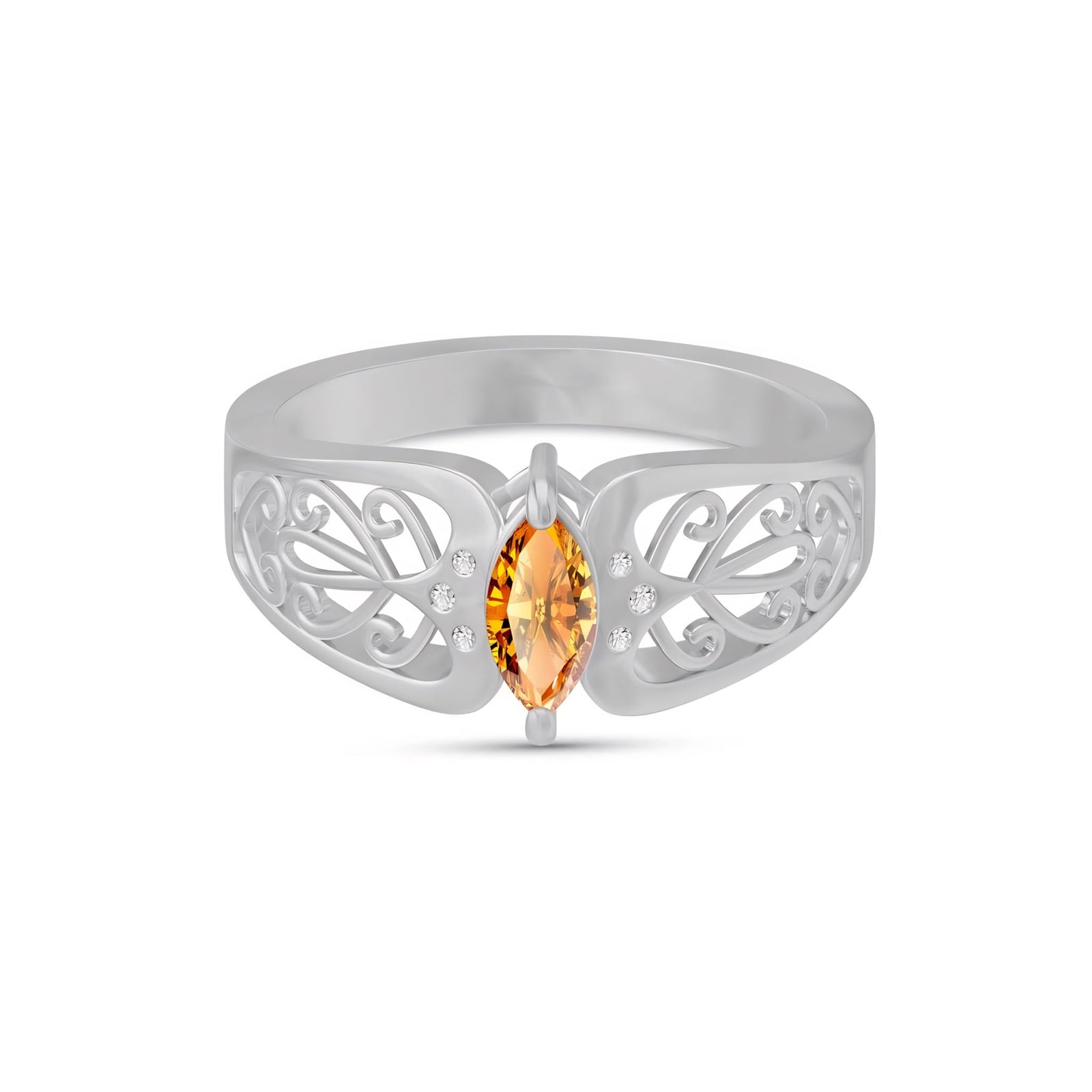 White Gold Petal Ring Peridot 10K — Penelope